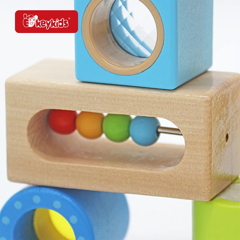 Non-Toxic early learning wooden sensory blocks for baby & toddler W13D449