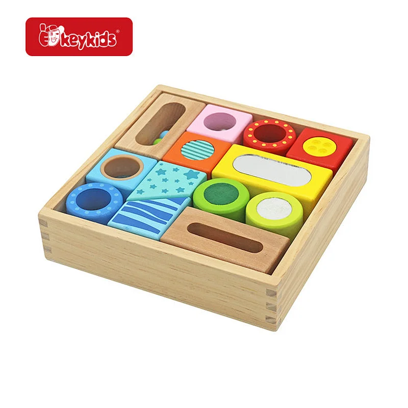 Non-Toxic early learning wooden sensory blocks for baby & toddler W13D449